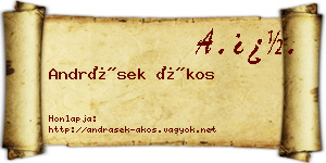 Andrásek Ákos névjegykártya
